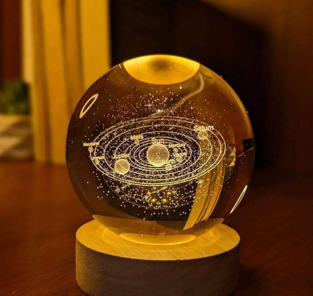 Color Changing LED 3D Crystal Ball -  Solar System
