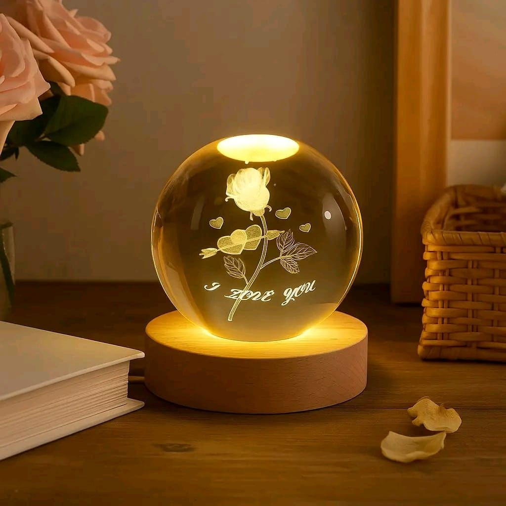 Color Changing LED 3D Crystal Ball -  Flower
