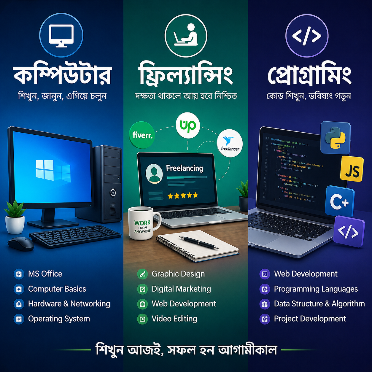 কম্পিউটার, ফ্রিল্যান্সিং ও প্রোগ্রামিং
